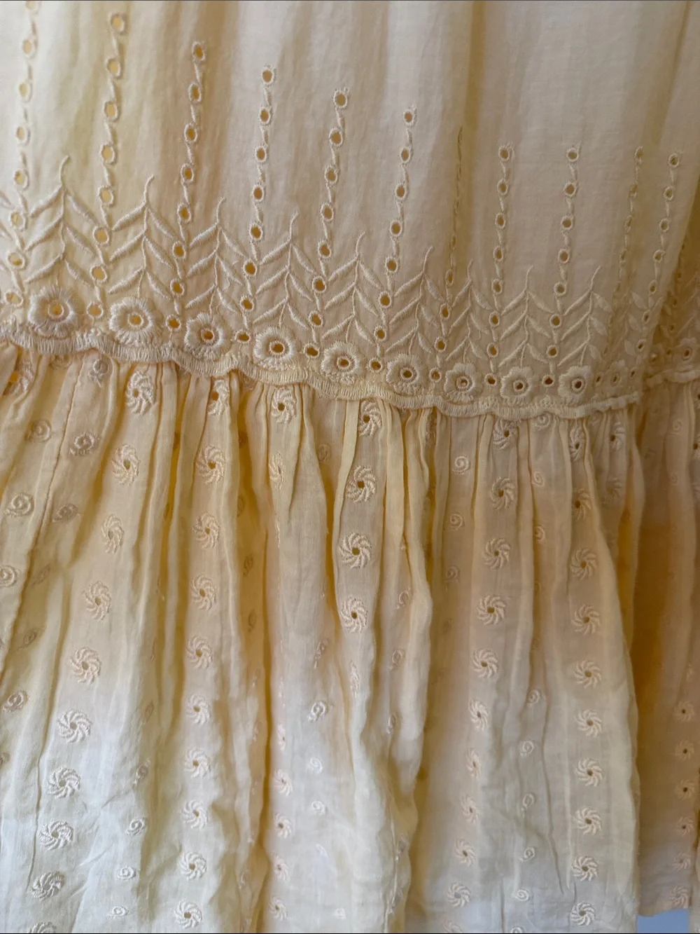 J.  Crew Butter Yellow Flowy Euro Summer Eyelet cotton Midi Dress M